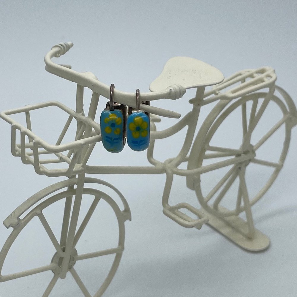 Sterling Silver Enameled Hoop Mini Earrings